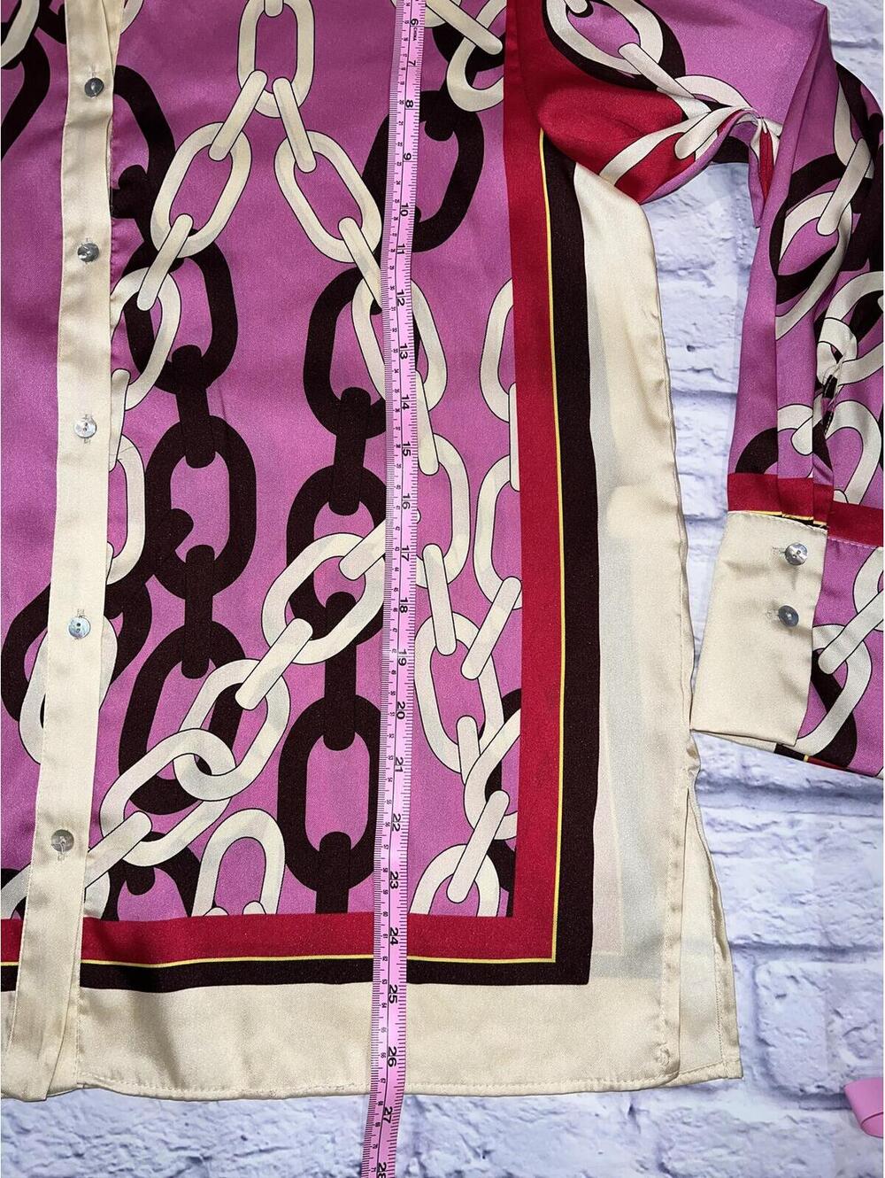 Zara  Pink-multicolor chain print top size small - Picture 8 of 9